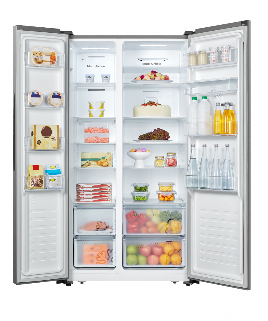 Side by Side HEINNER HSBS-520NFXWDF+, No Frost, 519 L, Clasa F, Dozator apa, Aspect Inox
