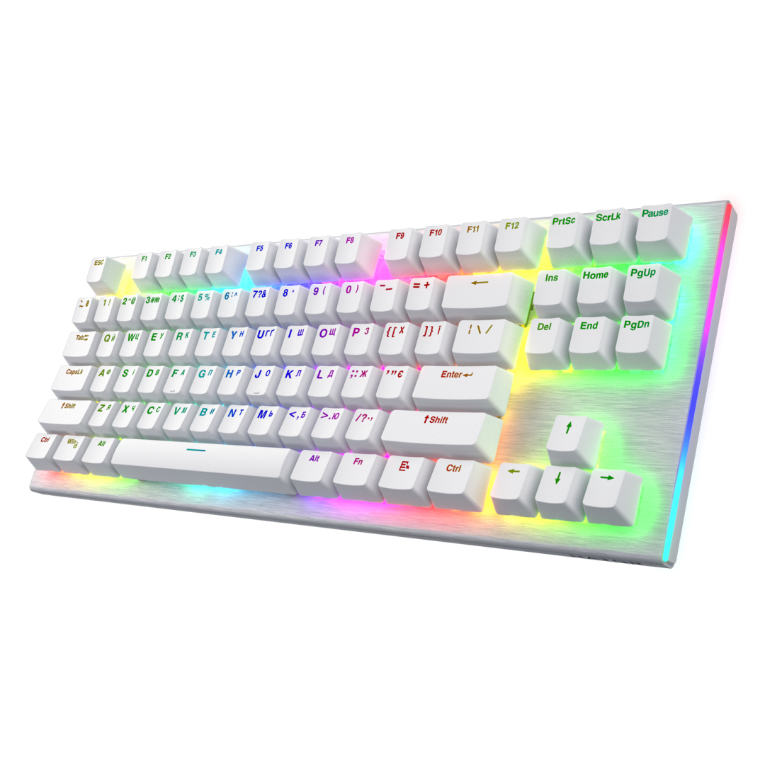 Tastatura mecanica cu fir Hator Gravity X TKL conectivitate USB, polling rate 1000Hz, iluminare RGB cu functia de a customiza fiecare tasta individual, tip switch HATOR Aurum Orange Linear rev.2.0, durata de viata switch 70M de clickuri, material taste AB