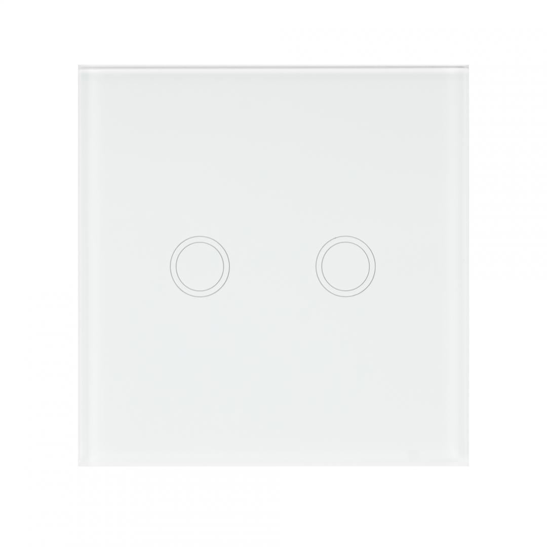 Pni Intrerupator Dublu Touch Alb (Intrerupator dublu cu touch Pni SH202 din sticla)