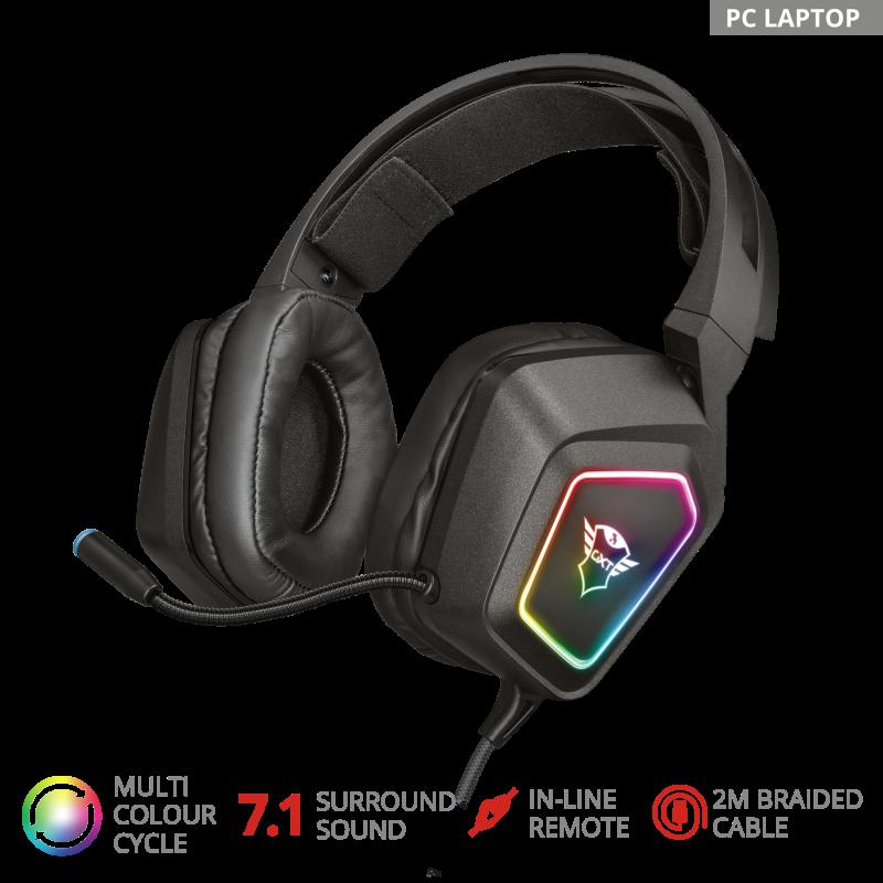 Casti cu microfon Trust GXT 450 Blizz RGB 7.1 Surround Gaming, negru