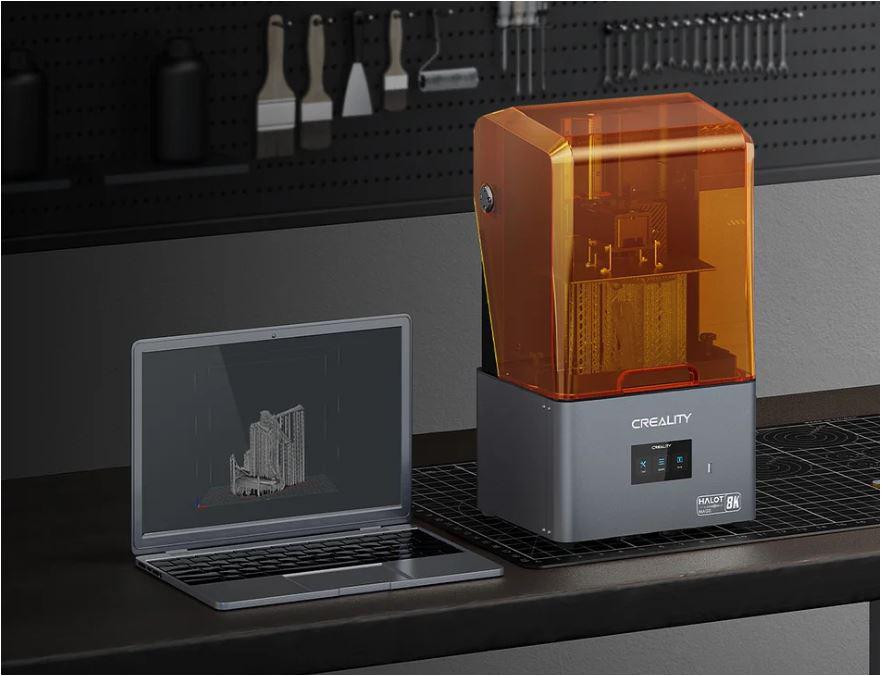 Imprimanta 3D Creality Halot-MAGE cu rasina, Tehnologie SLA, Stereolitografie, sursa 100W, dimensiuni printare: 228*128*230mm, Dimensiuni imprimanta: 333*270*608mm, Viteza:1-5s/strat, Inaltime strat:0.05-0.15mm, LCD 10.3", rezolutie: 8K(7680x4320), transf