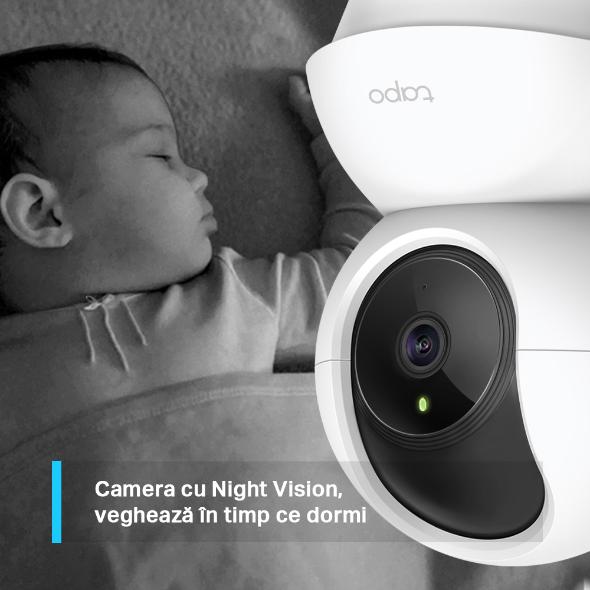 TP-Link Camera Supraveghere Wireless Pan/Tilt TC71, Senzor:1/2.9“, F2.4, 4mm, PAN  340° , Tilt: 70°, IR pana la 9m, Rezolutie: 2K 3MP 2304 x 1296, 15FPS, Compresie video: H.264, Microfon si difuzor incorporate, Port microSD(512gb max), Motion Detection, P