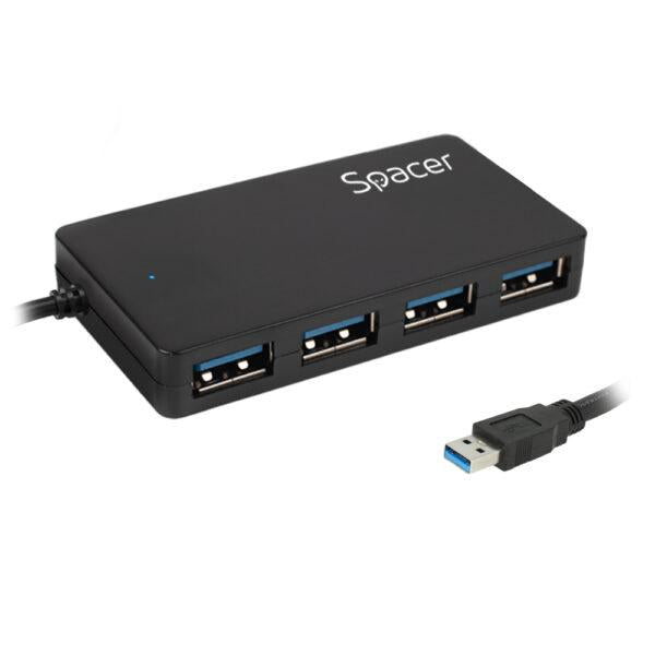 HUB extern Spacer USB 3.0 15cm negru