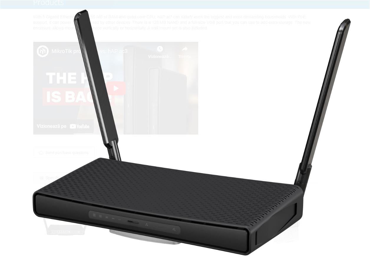 Mc Hap AC1200 Dual Band Wireless Router (Miktrotik  Hap AC1200 Dual Band Wireless Router)