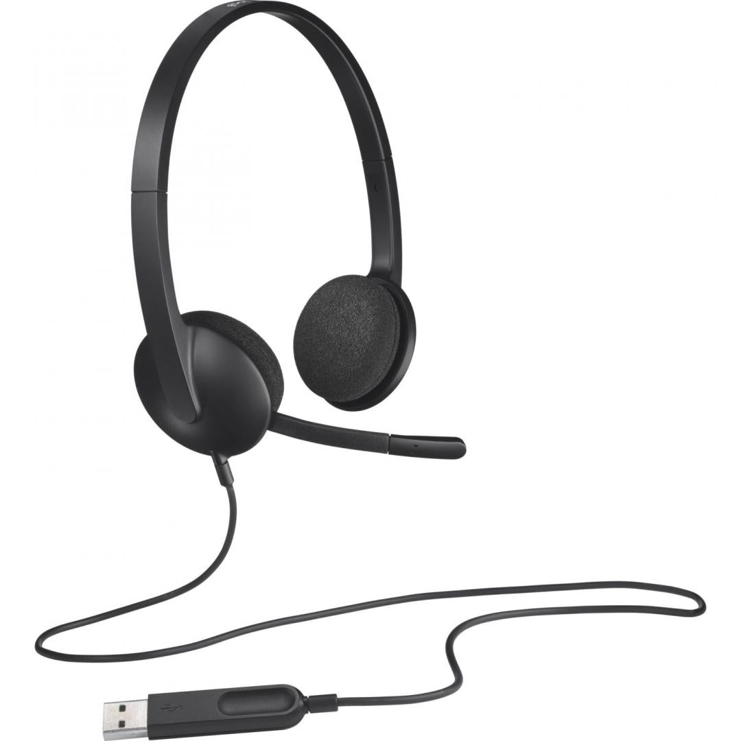 Casti Logitech H340, cu microfon, interfata USB 2.0, frecventa: 20 – 20.000 Hz, lungime cablu: 1.8 metri, negru
