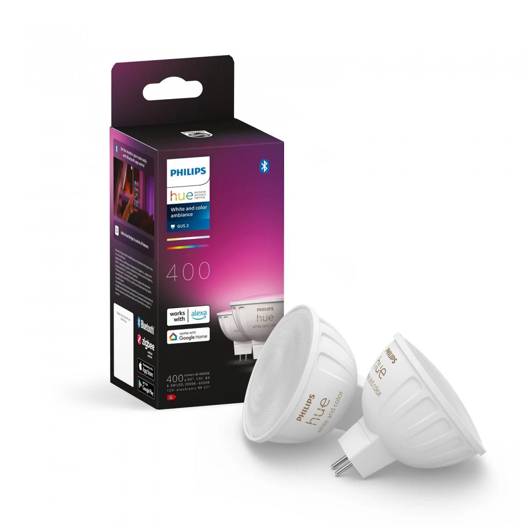 Philips Huewca 6.3W 12V MR16 2P EU (2 Becuri LED RGB inteligente Philips Hue MR16)