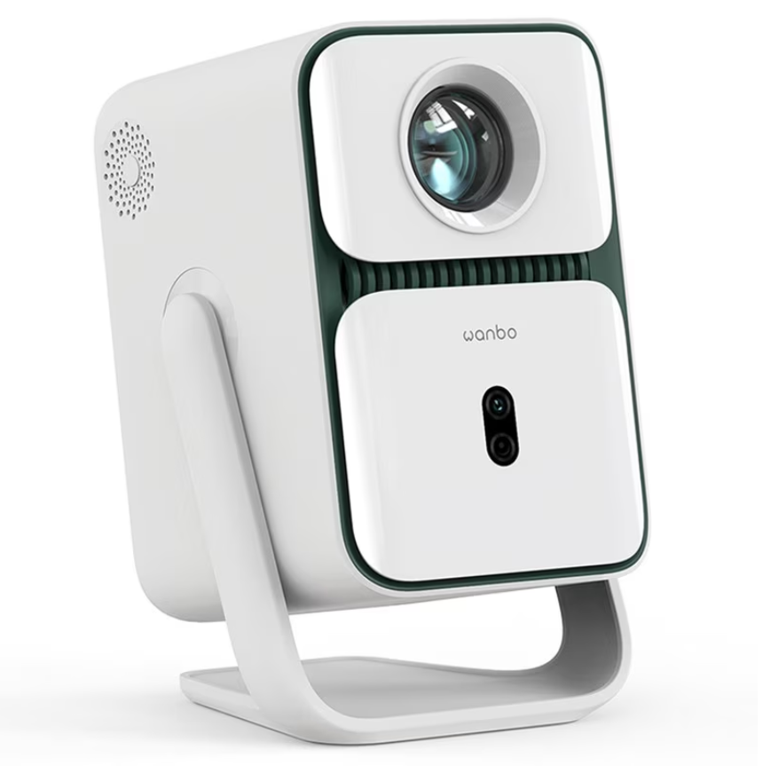 Videoproiector Portabil, Wanbo T2 Ultra, Android TV 11, 500 ANSI, Rezolutie nativa 1080P, Suport rotativ la 120°, Focus automat si corectie trapezoidala, Evitarea obstacolelor, Dimensiune de proiectie 45-140', WiFi dual-band, Difuzor 2*5W