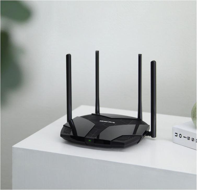 Mercusys Router, AX3000, MU-MIMO, Dual-Band, WPA3, Standarde wireless: Wi-Fi 802.11ax/ac/a/b/g/n, Rata semnal: 2402 Mbps (5 GHz) + 574 Mbps (2.4 GHz), Securitate Wireless:  WEP, WPA / WPA2-Personal, WPA2 / WPA3-Personal, Interfață: 1× Port WAN Gigabit + 3