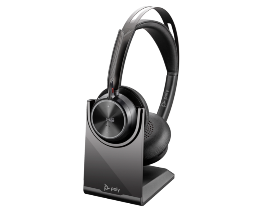 Poly Voyager Focus 2 Microsoft Teams Certified USB-C-C Headset +USB-C/A Adapter +Charging Stand