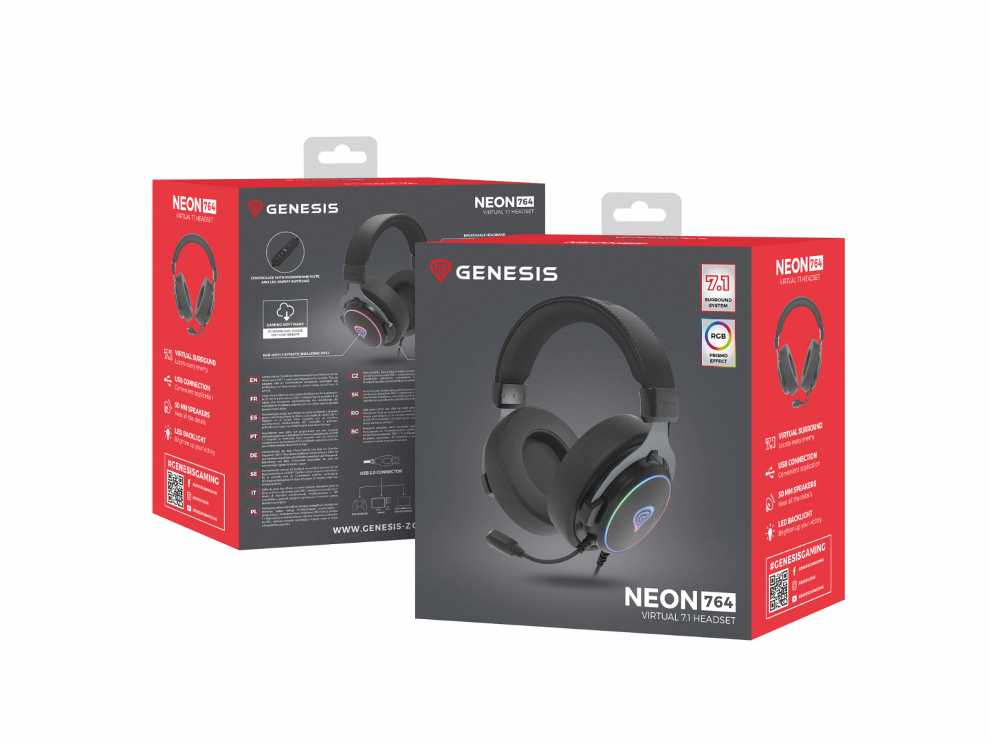 Casti cu fir Genesis Neon 764 negru
