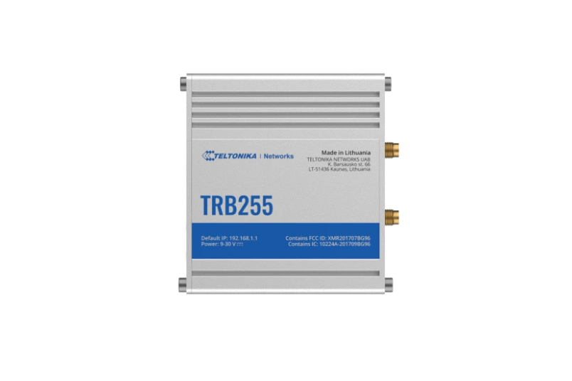 TELTONIKA TRB255 LTE M1/NB-IoT Gateway, GSM, 2 carduri SIM, Conector antenă: 1 X SMA pentru LTE, 1 x SMA pentru GPS, interfata: Ethernet, RS232/RS485, micro USB,  3 Intrări / Ieșiri configurabile. Intrare digitală 0 - 6 V detectată ca logică scăzută, 8 - 