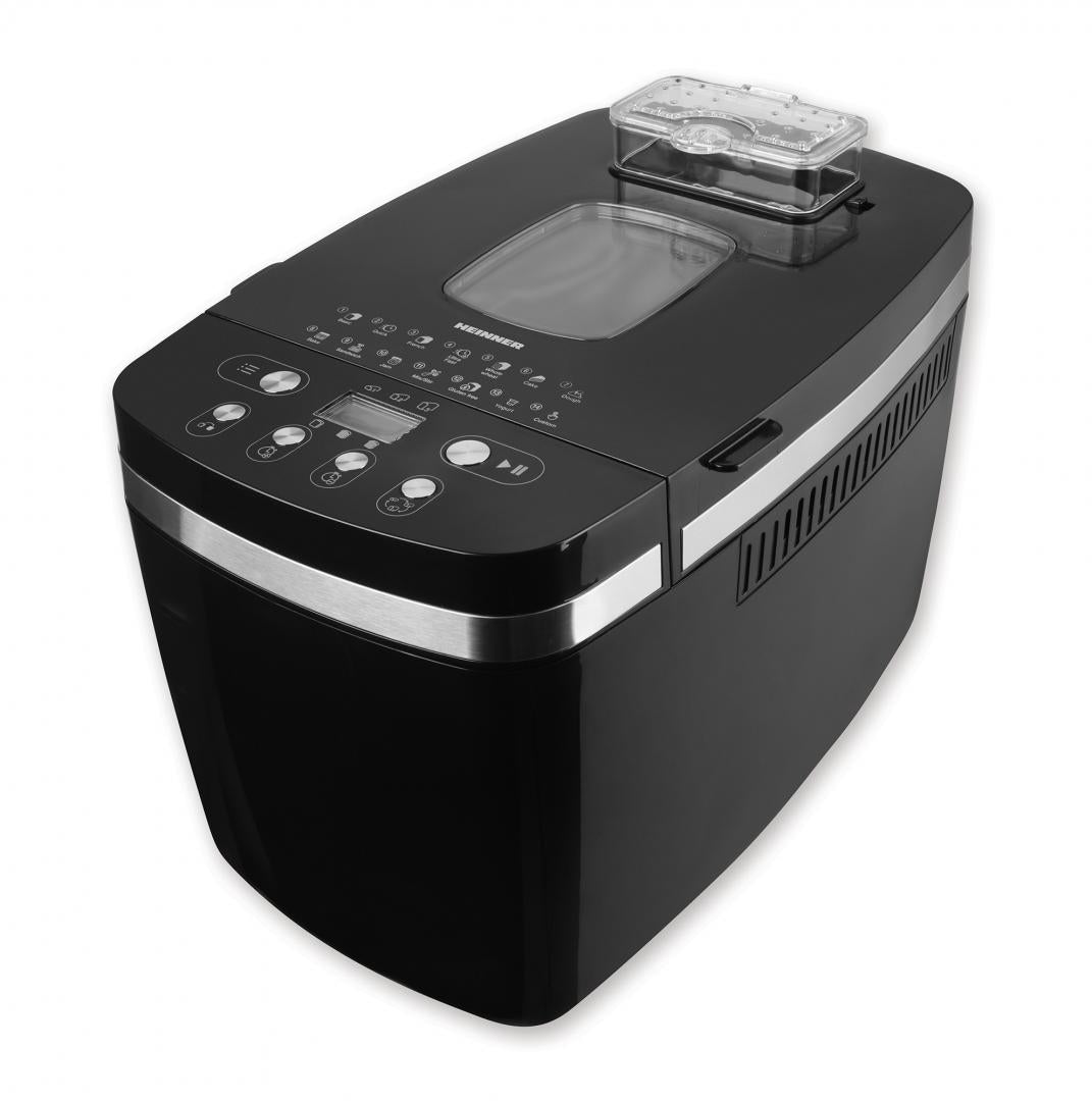 RESIGILAT | MASINA DE PAINE HEINNER HBM-D850BK2P, CONTROL DIGITAL, 2 PALETE, 14 PROGRAME, NIVEL RUMENIRE AJUSTABIL, COMPARTIMENT PENTRU DOZAREA NUCILOR/SEMINTELOR, TIMER 13H, FUNCTIE MENTINERE TEMPERATURA 60 MIN, NEGRU HEINNER