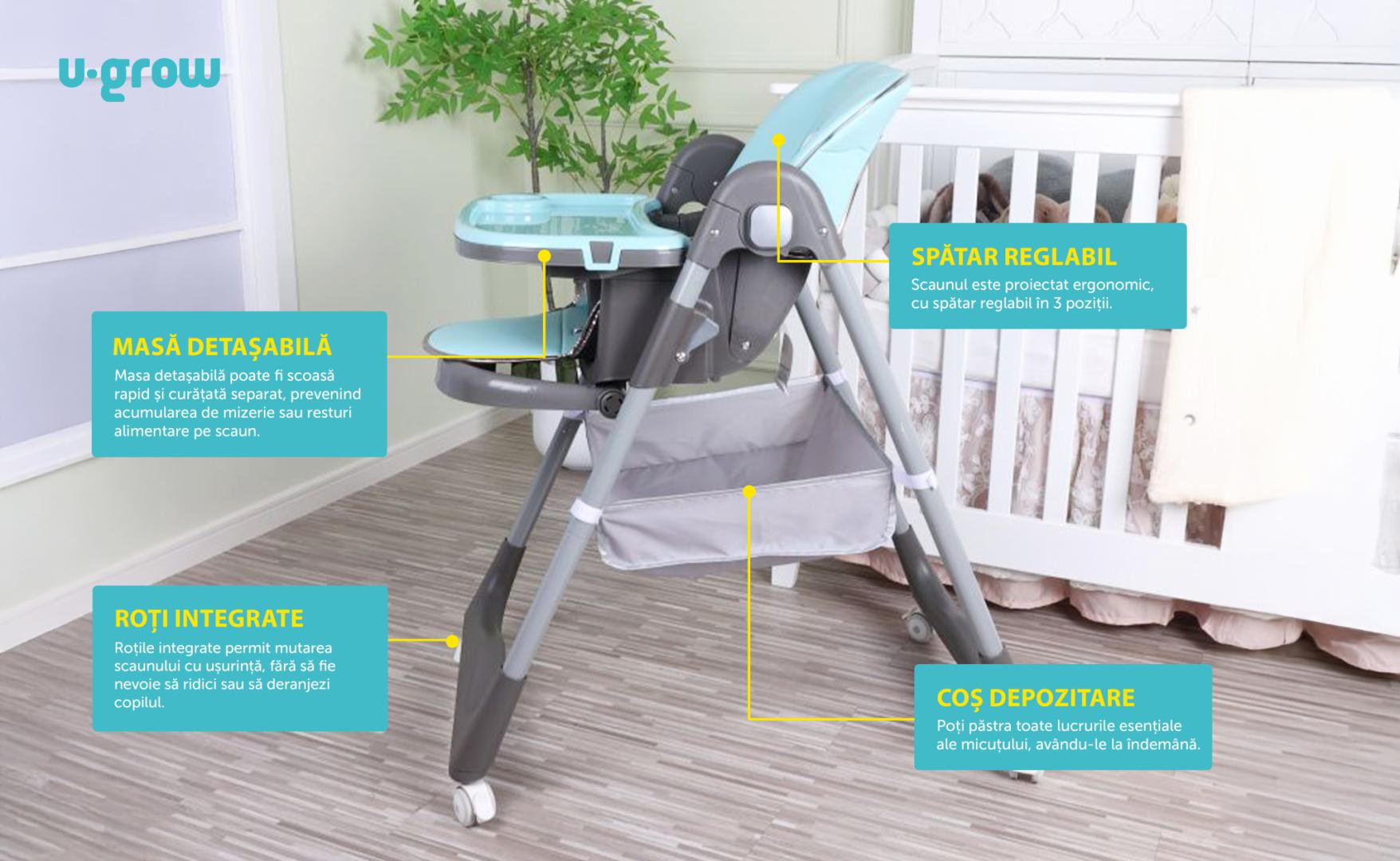 Scaun de masa ajust,pliabil, blue,U-Grow