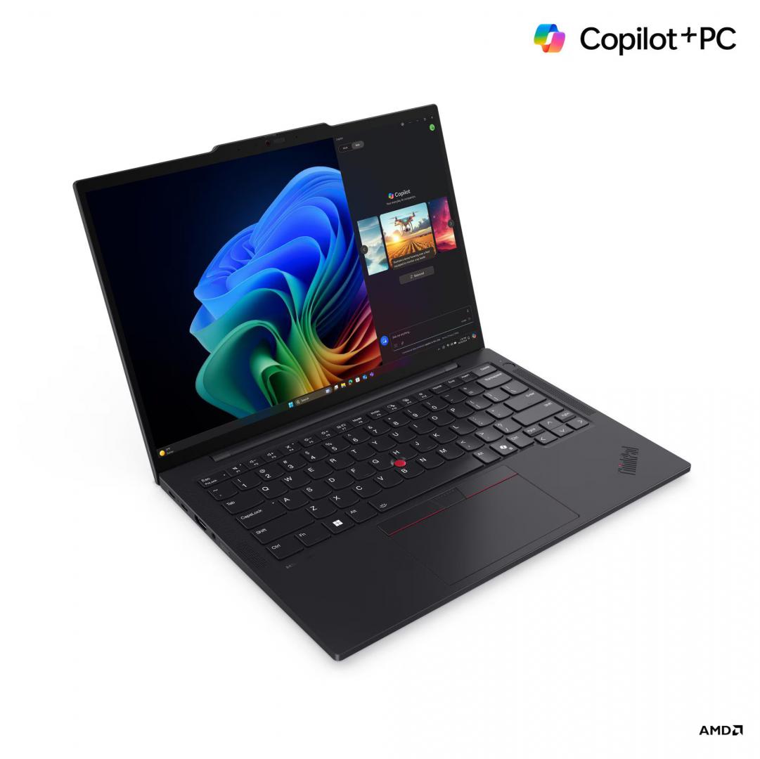 Laptop Business Lenovo ThinkPad T14s Gen 6 (AMD) Copilot+ PC, cu procesor Ryzen AI 7 PRO 360, 14'' IPS, 64 GB LPDDR5x, 1 TB SSD, AMD Radeon 880M, Windows 11 Pro, 3 ani Garantie