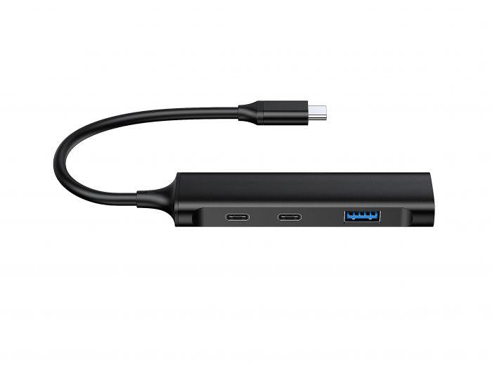 CONCEPTRONIC HUBBIES12B 4-Port USB 3.2 Gen 1 Hub, USB-C x 2, USB-A x 2, Aluminum Case, 24 x 92 x 12 mm