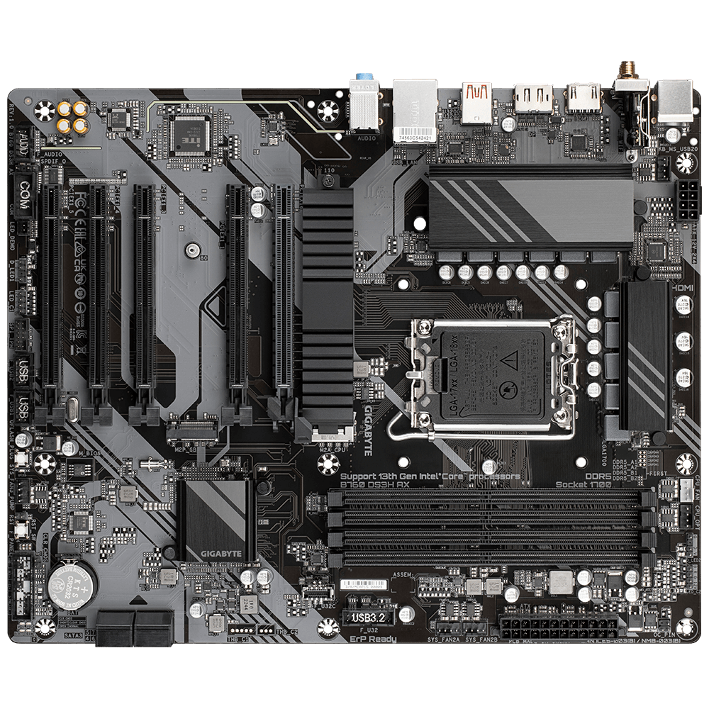 RESIGILAT | Placa de baza GIGABYTE B760 DS3H AX LGA1700, 4x DDR5 7600MHz, 1x HDMI, 1x DisplayPort, 5x PCIe x16, 2x M.2, 4x SATA 6Gbps, LAN 1Gbps, WIFI 6E, ATX - imagine 4 - RESIGILAT