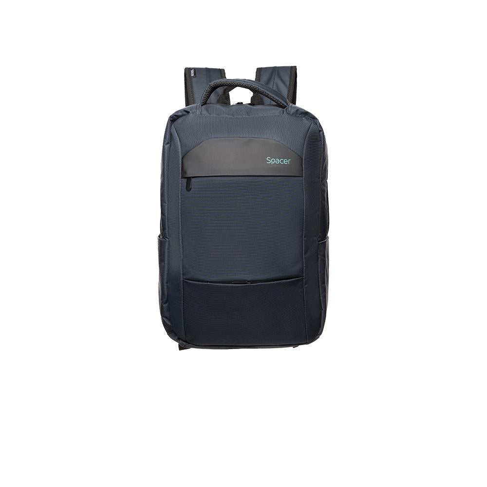 Rucsac Spacer pentru notebook de max. 15.6″, 1 compartiment, buzunar frontal x 2, buzunar lateral x 2, waterproof, poliester, albastru