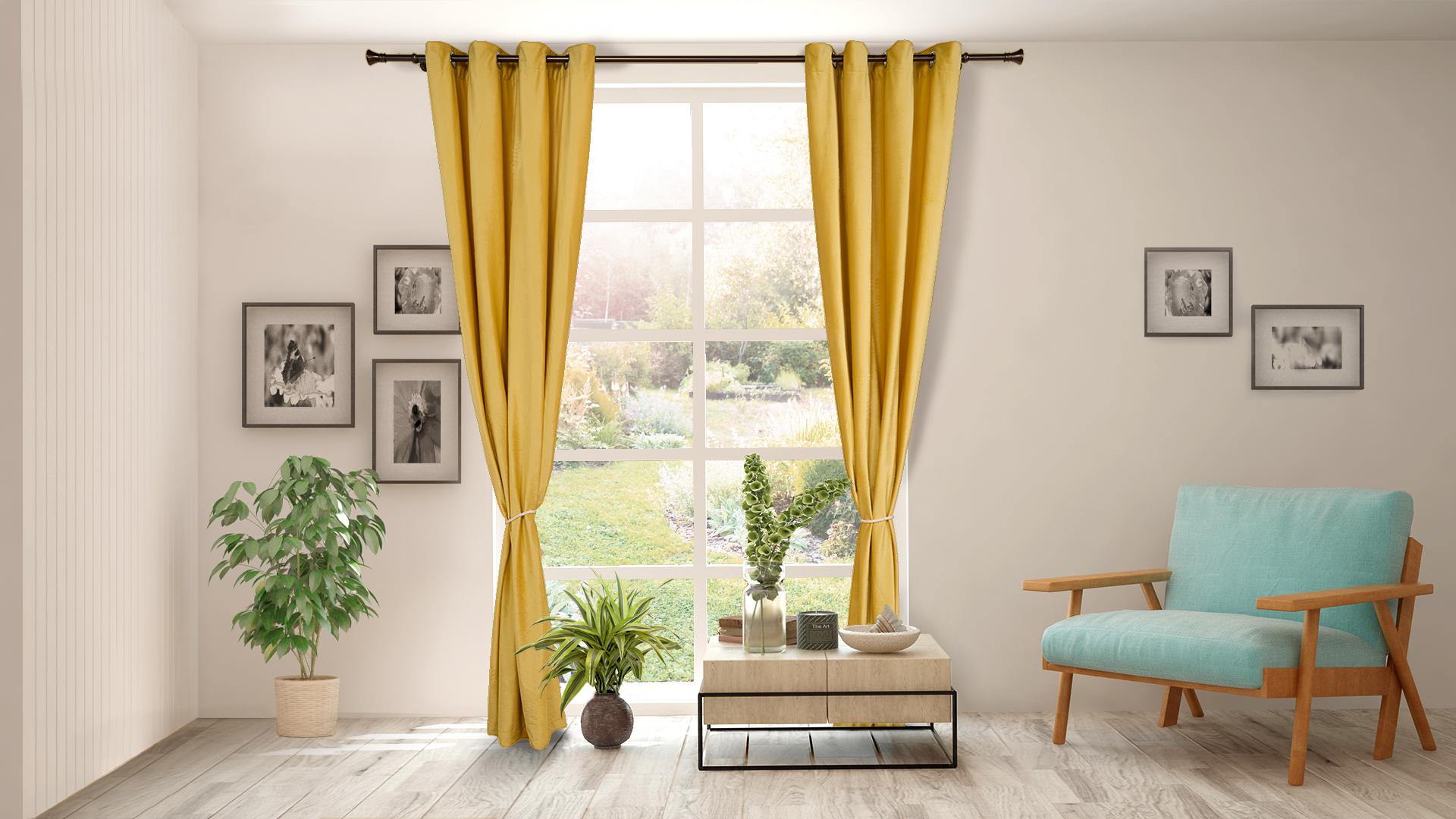 Set 2 draperii catifea 140x270 CM - Galb (Set 2 draperii catifea 140x270 CM - Galbene)