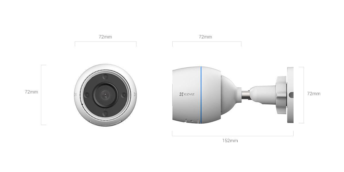 Camera WIFI 3MP 2.8MM IR 30M IP67 (Camera supraveghere video WIFI Ezviz CS-H3-R100-1H3WKFL; Senzor:1/2.7"...)