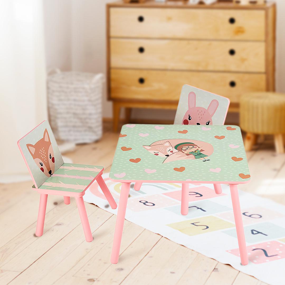 Set 2 scaune +birou Pink Forest, U-Grow
