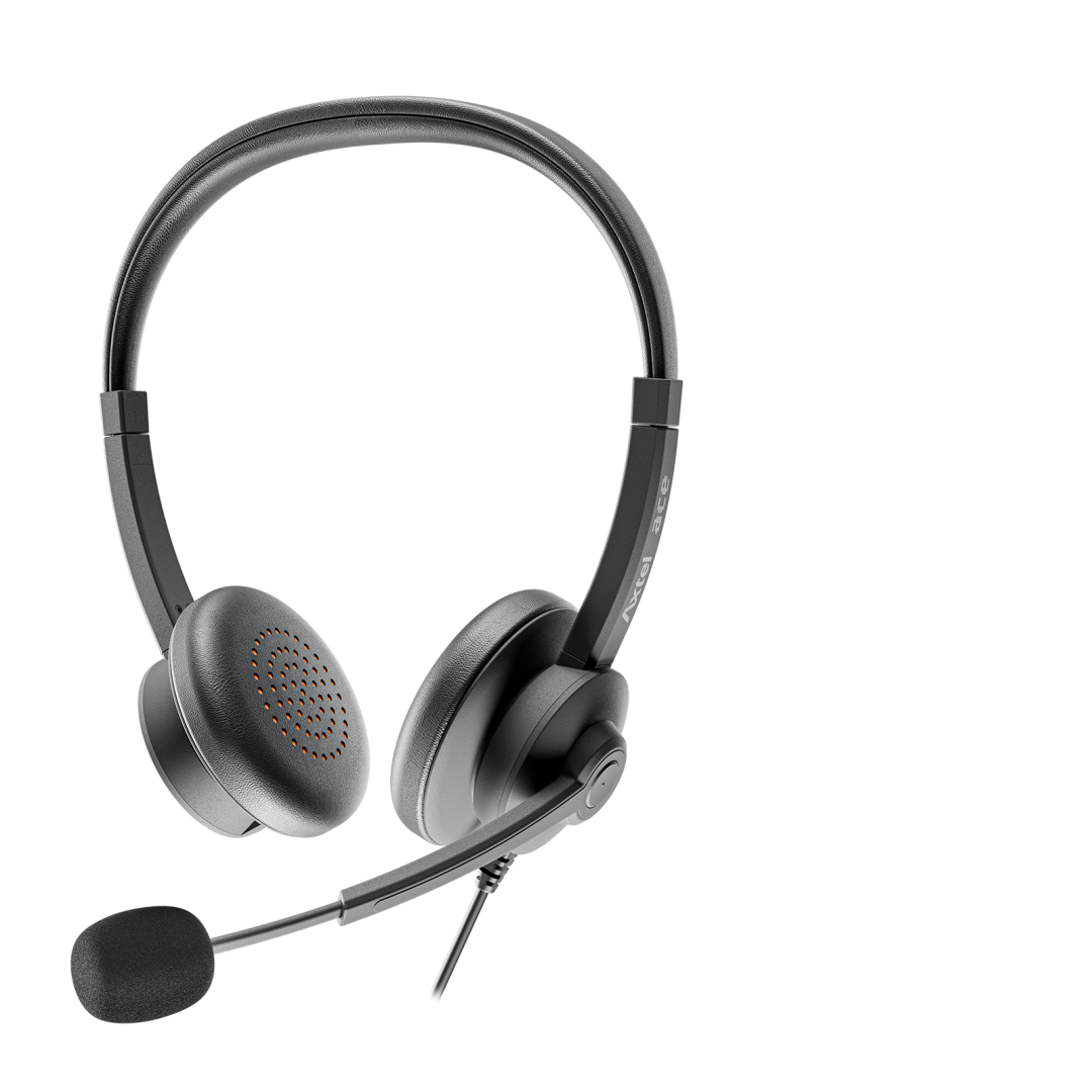 HEADSET AXTEL ACE STEREO, Corded, Conectivity USB-A / with STEREO HD . Speakert Size has 40 mm / Passive noise reduction : STRONG