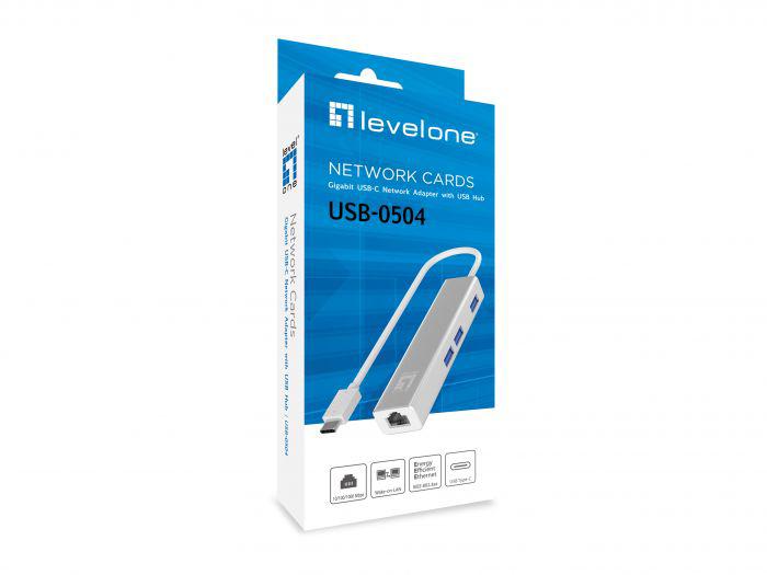 LevelOne Adapter USB-0504 (LevelOne USB-0504 Gigabit USB-C Network Adapter with USB Hub)
