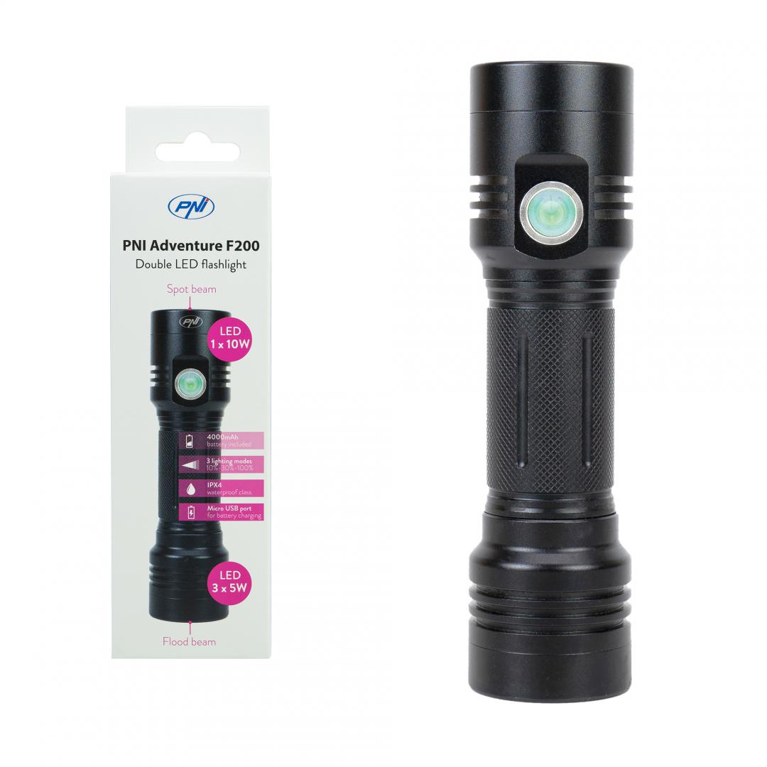 Pni Lanterna LED Aluminiu 1500LM ADVF200 (Lanterna dubla Pni Adventure F200 din aluminiu cu LED)