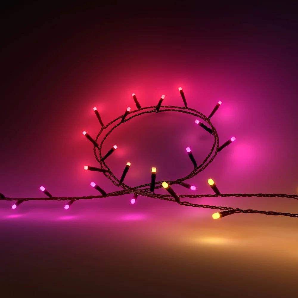 Ghirlanda inteligenta LED RGB Philips Hue Festavia, 250 LED-uri , 24V ,14W, lumina alba si color (2000-6500K), 20m, IP44, Negru