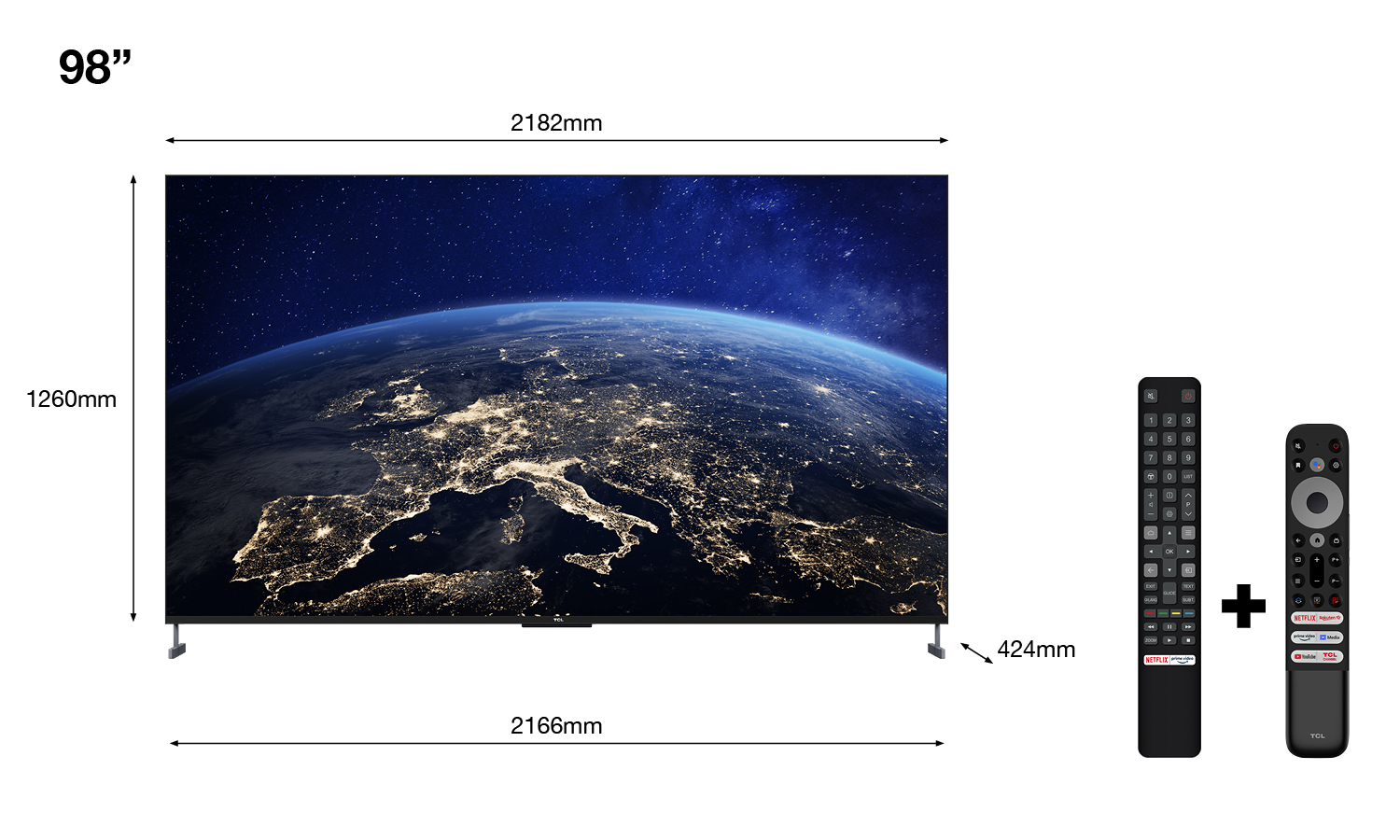 Televizor Smart QLED TCL 98C735 2,49 m (98") 4K Ultra HD Wi-Fi Negru