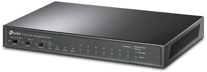 "8-Port 10/100Mbps + 3-Port Gigabit Desktop Switch with 8-Port PoE+ PORT: 8× 10/100 Mbps PoE+ Ports, 2× Gigabit Non-PoE Ports