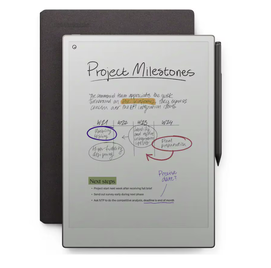 ReMarkable Paper Pro Tablet Gray (ReMarkable Paper Pro Tablet- Marker Plus Black + Book Folio Mosaic Weave Basalt)