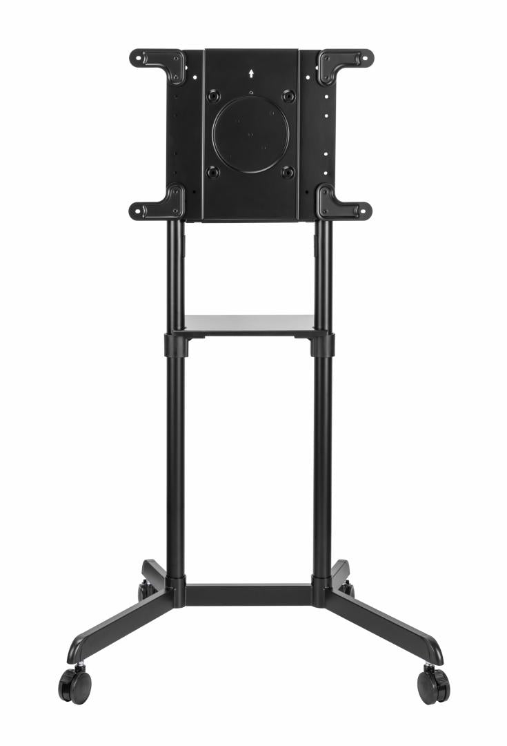 Stand TV mobil Serioux TV11-46TW, parti metalice: Cadru principal vertical, Brațele de prindere VESA, Placa de montaj TV, baza, fixarea se face cu ajutorul accesoriile incluse; dimensiuni: 920x702x1595mm, compatibilitate  dimensiune ecran: 37"-70", compat