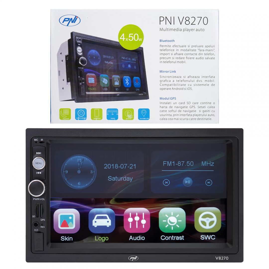 Pni 2din 7" Navi Media Player Auto V8270 (Navigatie multimedia Pni V8270 2 din cu GPS MP5)