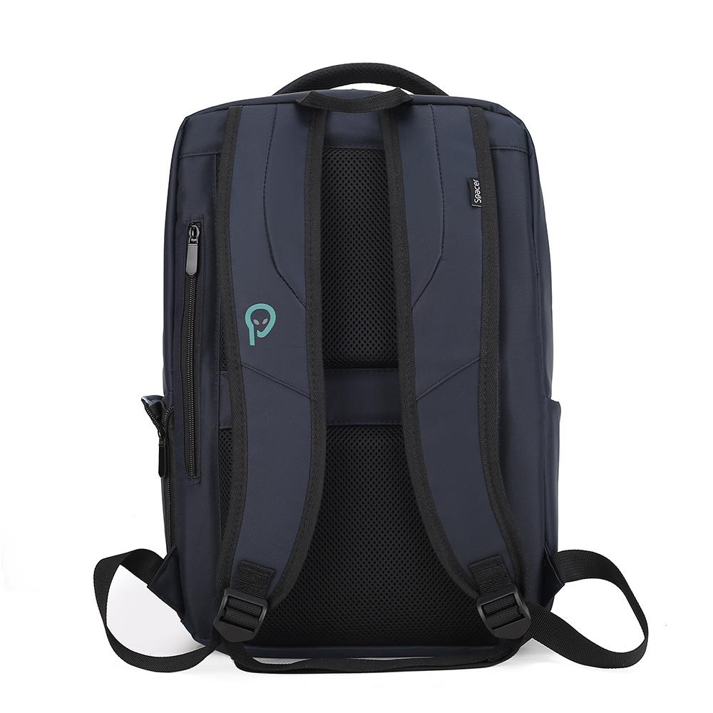 Rucsac Spacer pentru notebook de max. 15.6″, 1 compartiment, buzunar frontal x 2, buzunar lateral x 2, waterproof, poliester, albastru