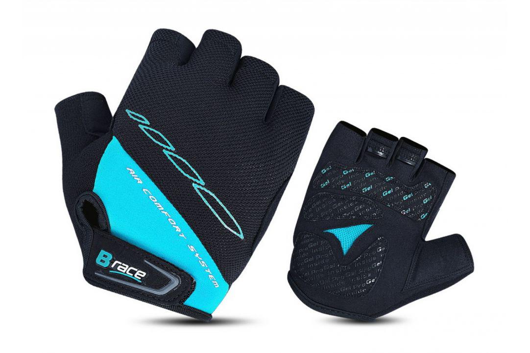 Pegas MANUSI B-RACE CU GEL NEGRU/TURCOAZ, L