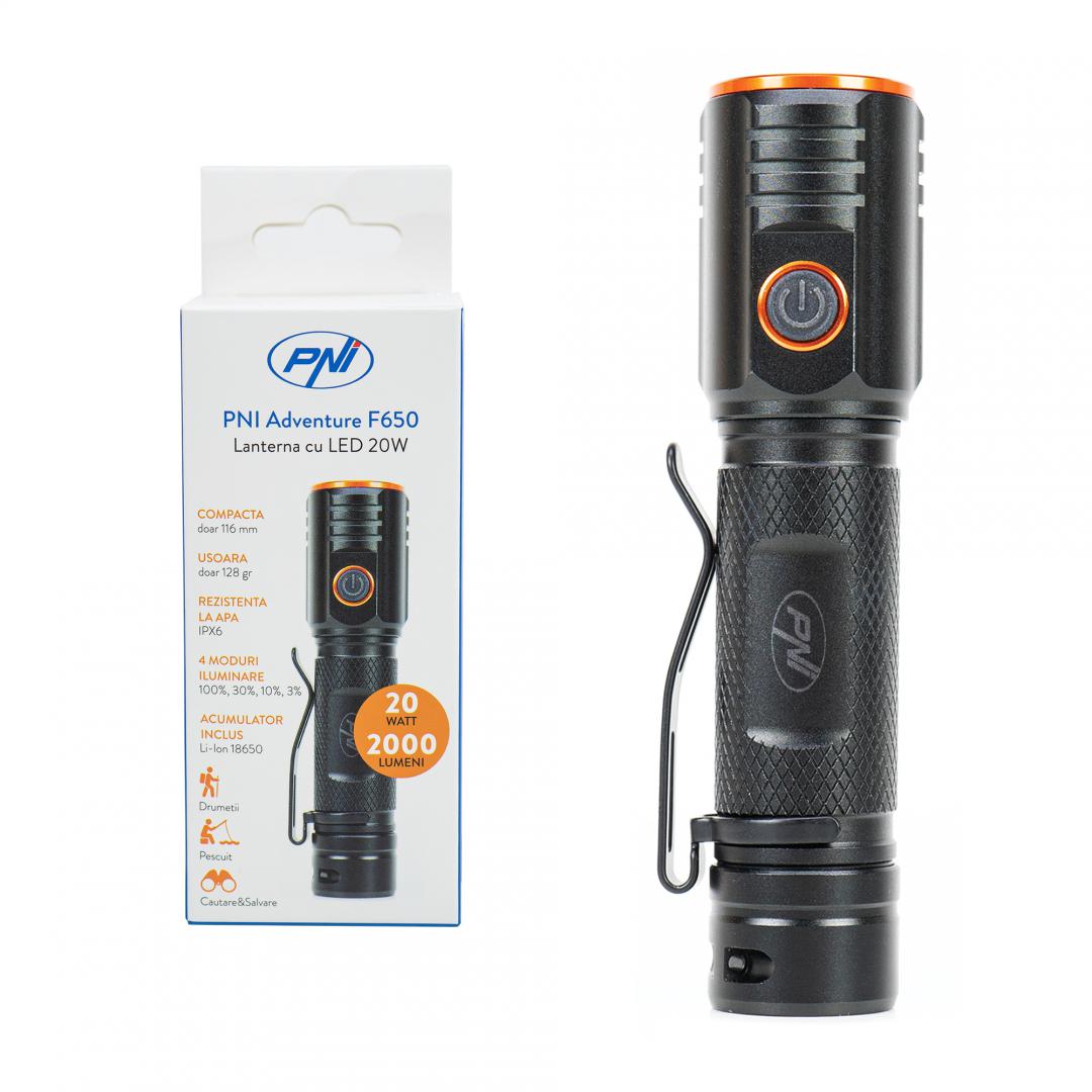 Pni Lanterna LED Aluminiu 2000LM F650 (Lanterna Pni Adventure F650 cu LED 20W)