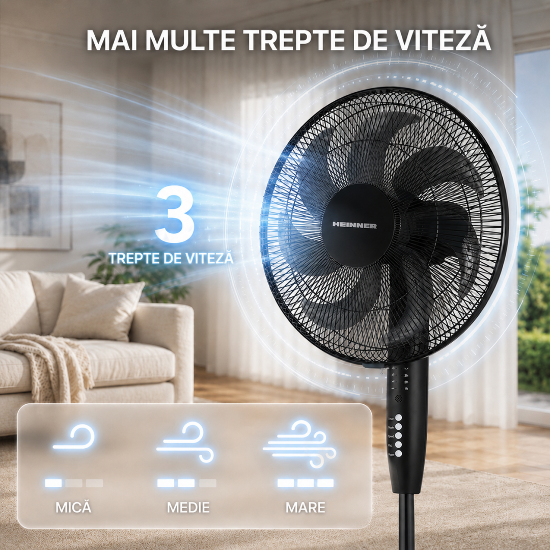 Ventilator cu Picior Heinner HSF-M750DBK