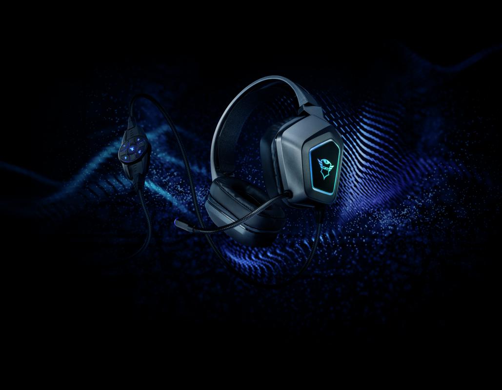 Casti cu microfon Trust GXT 450 Blizz RGB 7.1 Surround Gaming, negru