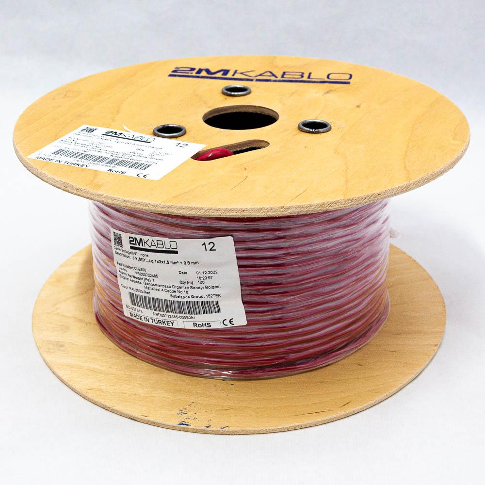 Cablu incendiu JY(St)YLg  1x2x1.5mm Rosu ("Cablu incendiu JY(St)Y...Lg 1x2x1.5 MM² + 0.8 producator 2M Kablo)