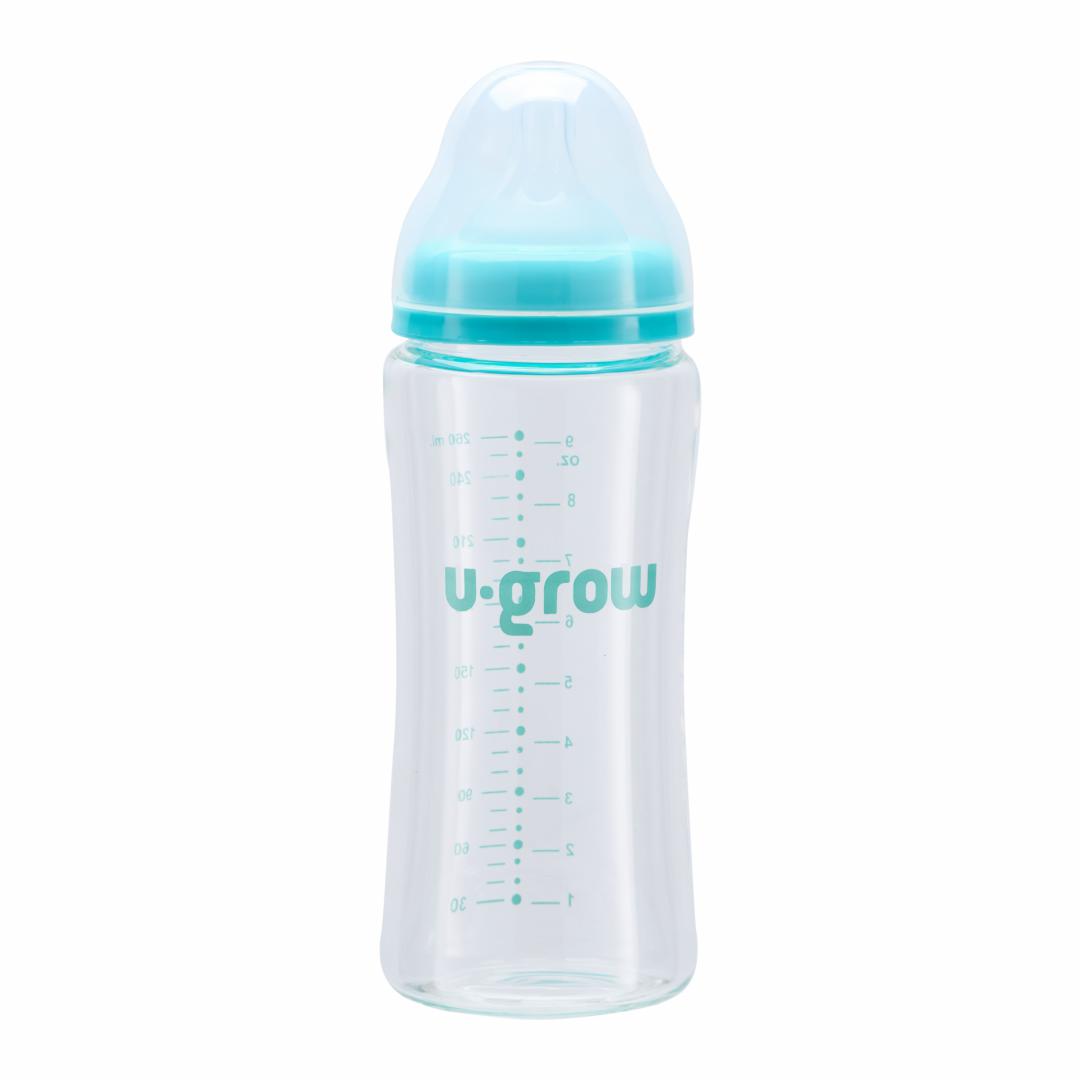 Biberon de sticla 260 ml+2 tetine,U-Grow