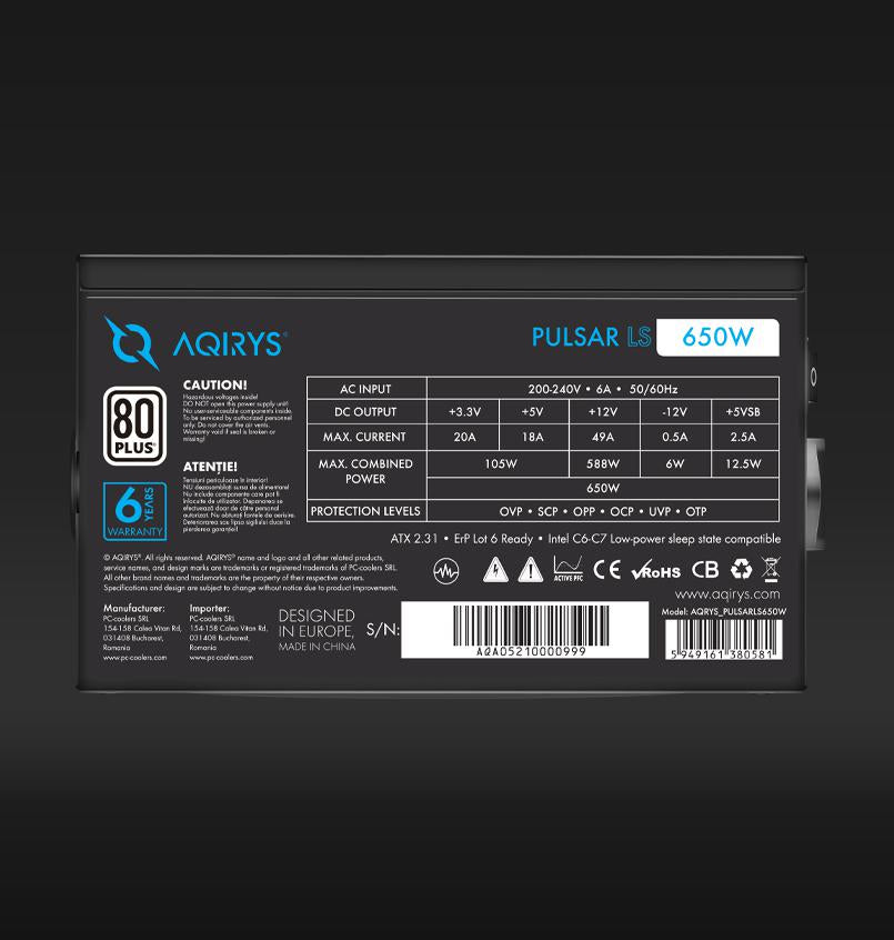 Sursa Aqirys Pulsar Ls 650W 80+ (Sursa Aqirys Pulsar Ls)