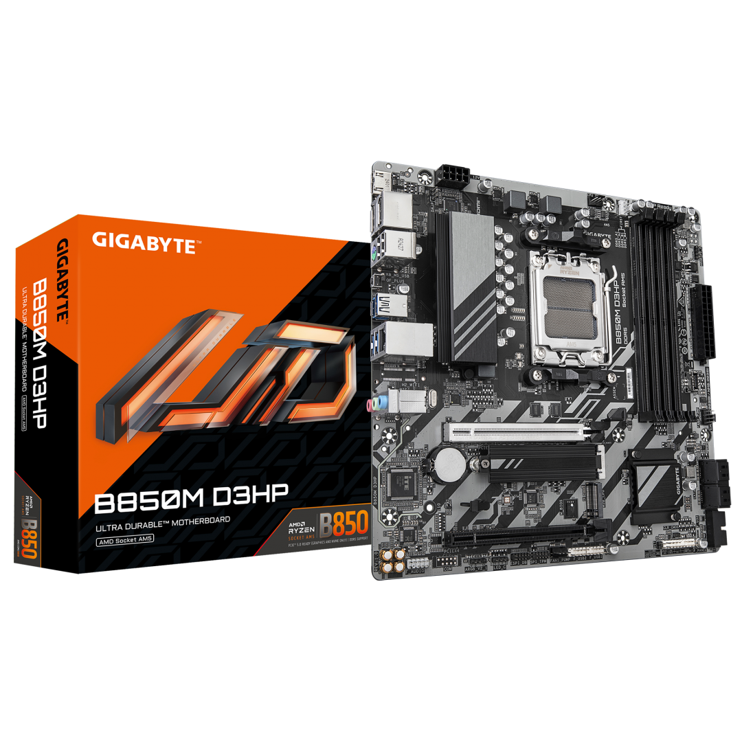 Resigilat - Placa de Baza GIGABYTE B850M D3HP AM5, 4x DDR5, 1x HDMI 2x DP, 2x PCIE x16, 2x M.2, 4x SATA 6GB/s, mATX