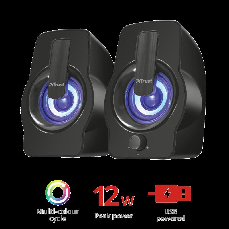 Boxe Trust Gemi RGB 2.0, 6W, negru
