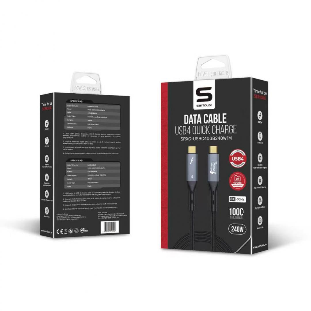 CABLU SERIOUX USB-C TO USB-C  NEGRU