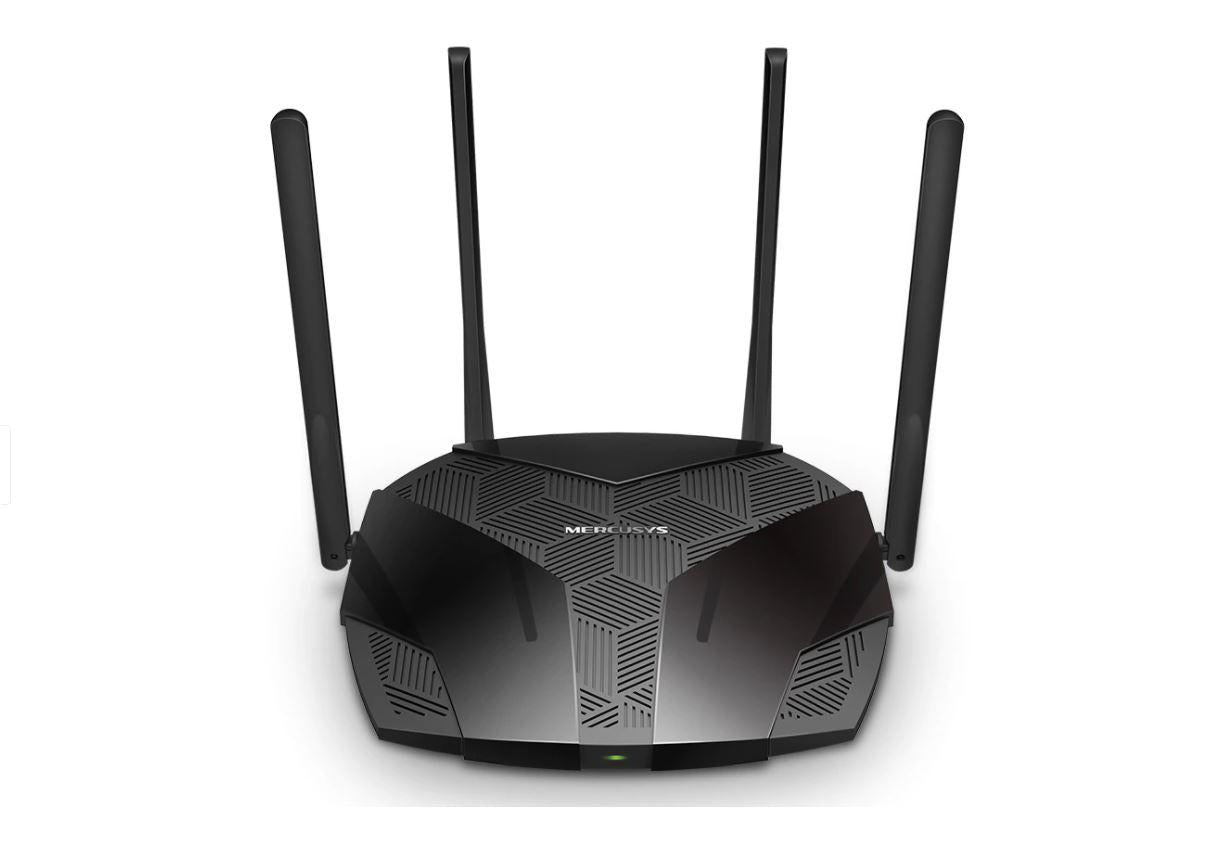 Mercusys Router, AX3000, MU-MIMO, Dual-Band, WPA3, Standarde wireless: Wi-Fi 802.11ax/ac/a/b/g/n, Rata semnal: 2402 Mbps (5 GHz) + 574 Mbps (2.4 GHz), Securitate Wireless:  WEP, WPA / WPA2-Personal, WPA2 / WPA3-Personal, Interfață: 1× Port WAN Gigabit + 3