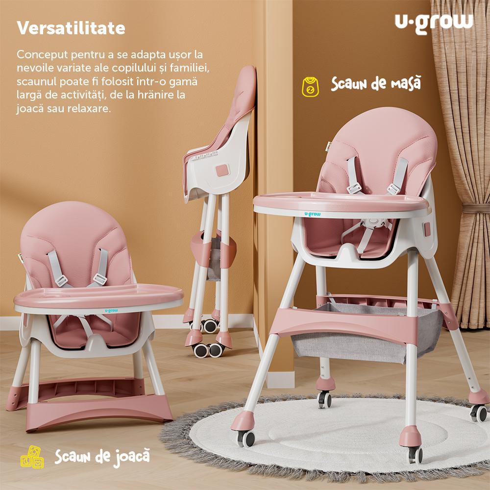 Scaun de masa2 in 1,pliabil, roz,U-Grow (Scaun de masa 2 in 1)