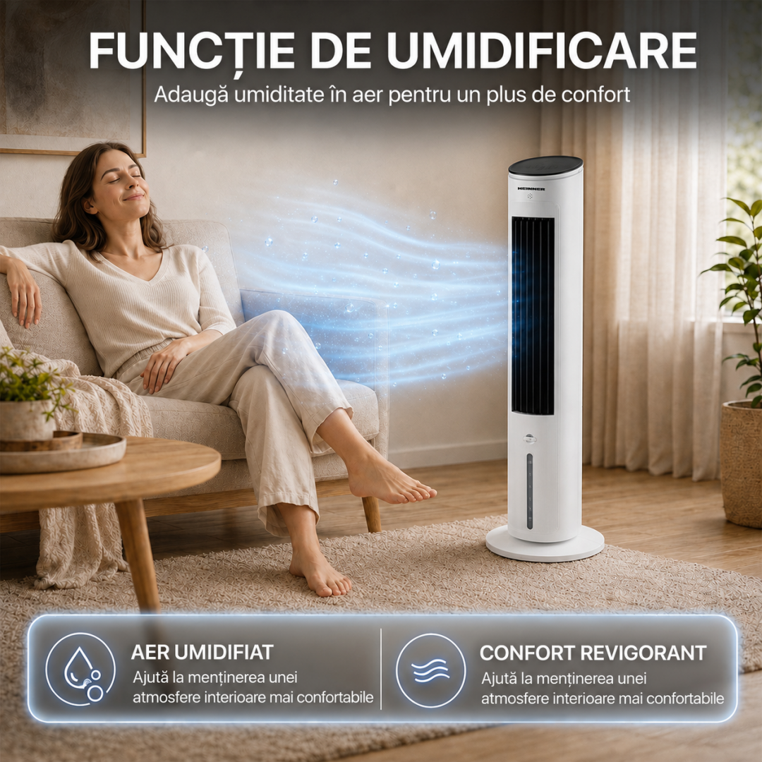 Ventilator Racire Heinner HACLP-MD43WH (ventilator cu Efect de Racire Prin Evaporare Heinner HACLP-MD43WH)