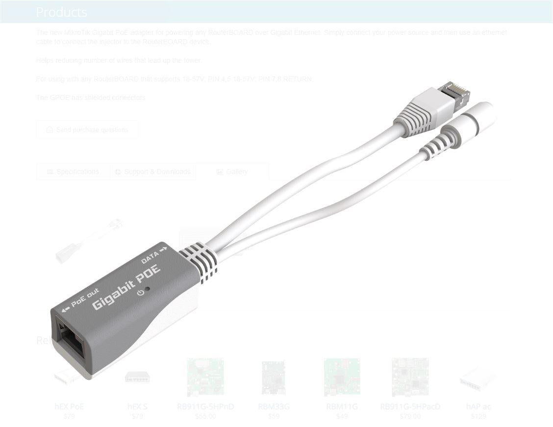 Mikrotik Gigabit Poe Injector (mikrotik Rbgpoe)