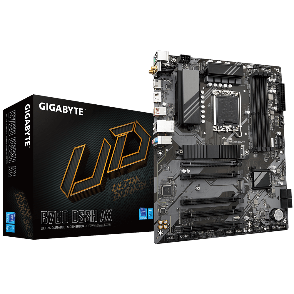 RESIGILAT | Placa de baza GIGABYTE B760 DS3H AX LGA1700, 4x DDR5 7600MHz, 1x HDMI, 1x DisplayPort, 5x PCIe x16, 2x M.2, 4x SATA 6Gbps, LAN 1Gbps, WIFI 6E, ATX GIGABYTE