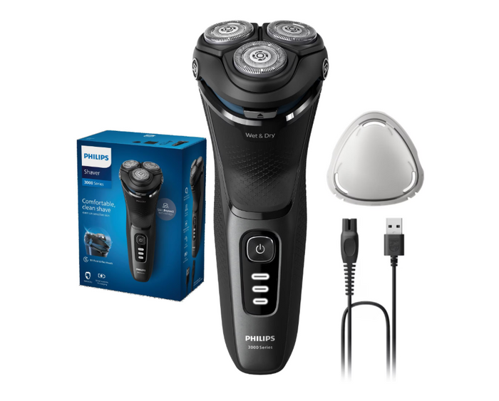 Aparat de ras PHILIPS Shaver Seria 3000 S3244/12, barbierit umed şi uscat, fara fir, capete 5D pivotante si flexibile, lame a